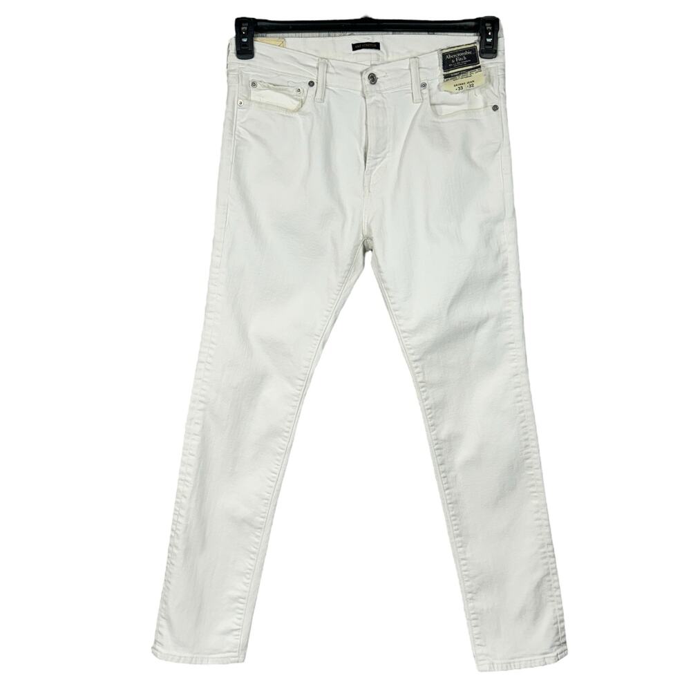 Abercrombie & Fitch SZ W33 L32 Skinny Jeans Iconic Stretch Hi-Rise Zip-Fly White